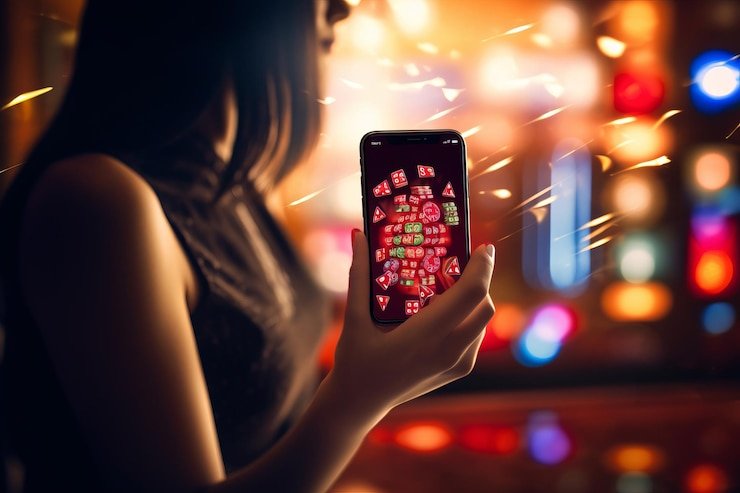 Pengguna mengakses dompet elektronik dan layanan hiburan kasino di smartphone dengan mudah